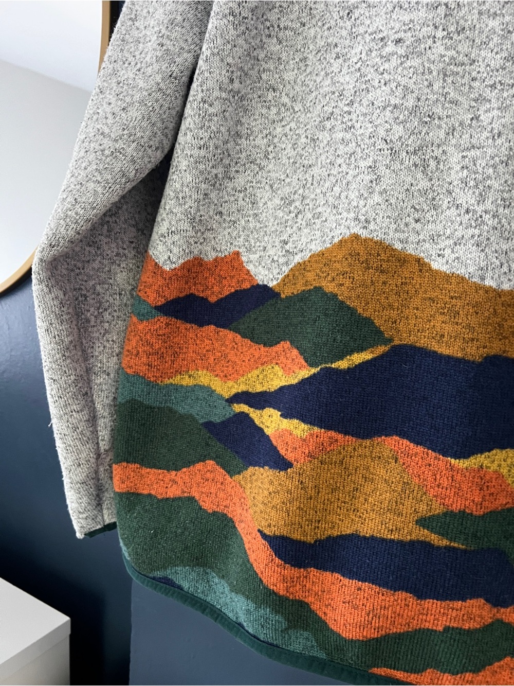 L.L. Bean Women’s Gray Pullover Sweater with Multicolor Mountain Pattern - Picture 7 of 13